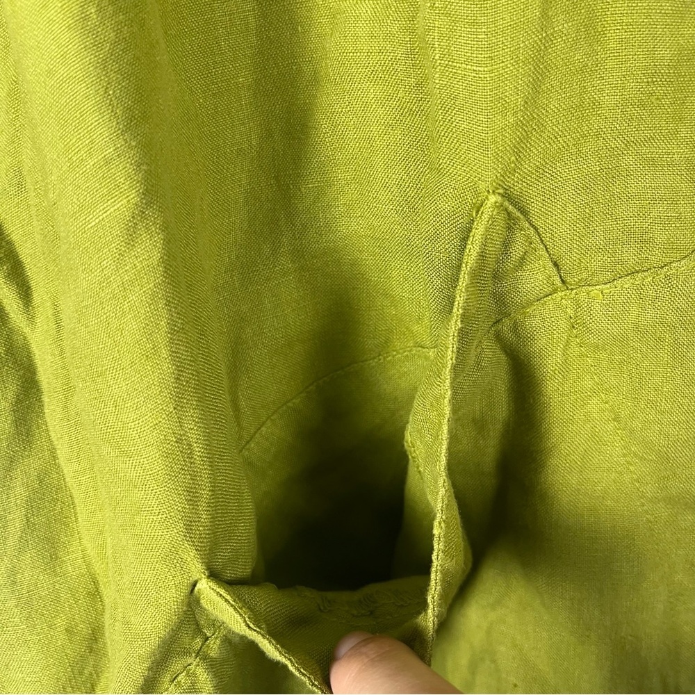 Mosaic USA green Lagenlook 100% linen green asymmetrical top size small - Picture 3 of 5